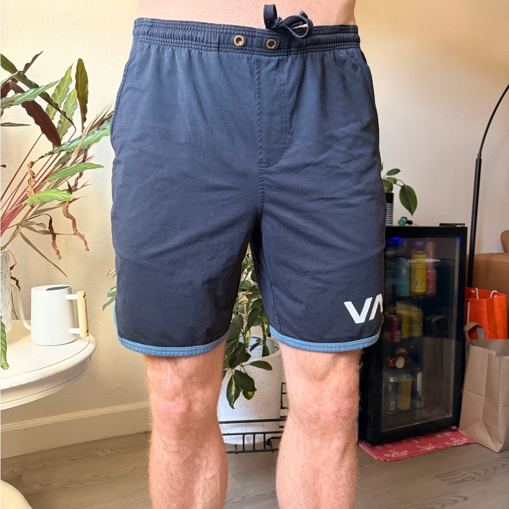 RVCA Men’s Navy Blue Logo Swim Shorts